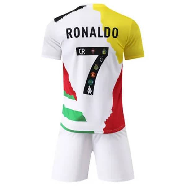 ست تی‌شرت و شلوارک ورزشی پسرانه مدل منتخب رونالدو رنگ سفید- تولید ایران